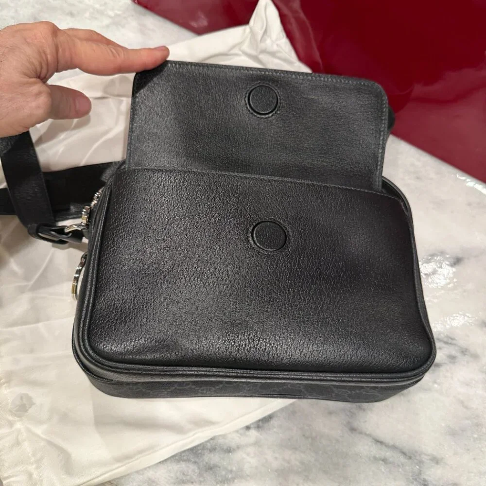 GUCCI 795464 GG Supreme Leather & Canvas Crossbody Bag, ships from USA